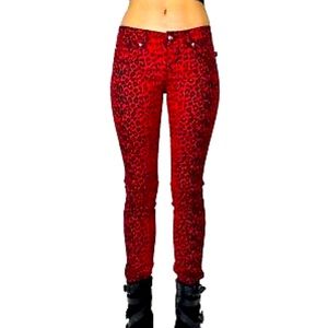 Tripp NYC Red Leopard Skinny Jeans